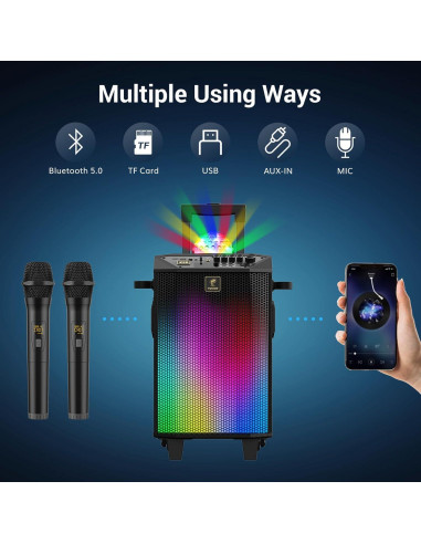 Máquina de Karaoke Portátil TONOR K20 con 2 Micrófonos