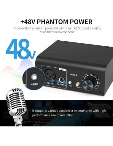 Preamp de Micrófono XTUGA XIC1 48V 2 Entradas XLR