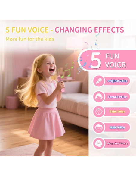 Mini Máquina de Karaoke Rosa Hengchuang con 2 Micrófonos Inalámbricos