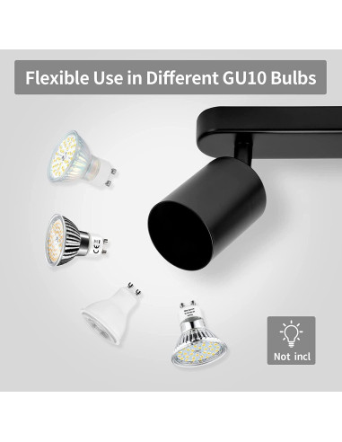 Foco de Techo Ajustable SGGSHENNAN 2 Luces GU10 Negro