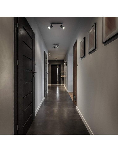 Foco de Techo Ajustable SGGSHENNAN 2 Luces GU10 Negro