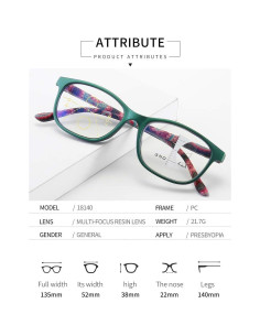 Gafas de lectura progresivas multifocales SIADEE 3.0X Verde 2