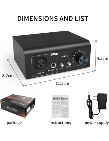 Preamp de Micrófono XTUGA XIC1 48V 2 Entradas XLR