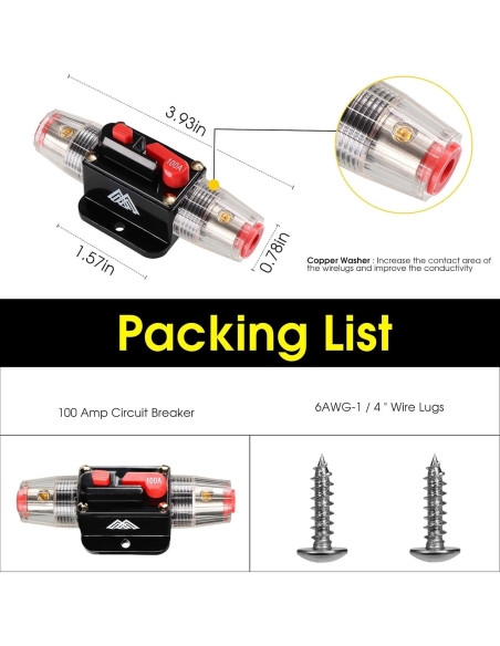 Interruptor de Circuito 100A M1A2 Reiniciable 12V-48V DC Interruptor de Circuito 100A M1A2 Reiniciable 12V-48V DC