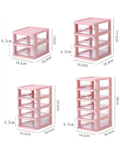 Organizador de Escritorio Iwinna 4 Cajones Rosa Plástico 2