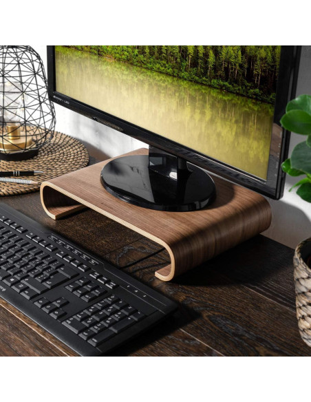 Soporte Elevador de Monitor Navaris - Madera de Nogal, 34.8x24x7.1 cm