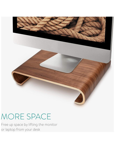 Soporte Elevador de Monitor Navaris - Madera de Nogal, 34.8x24x7.1 cm