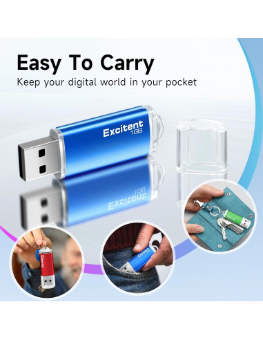 Paquete de 10 Memorias USB 2.0 Excitent 1GB Colores Mixtos