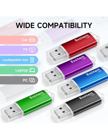 Paquete de 10 Memorias USB 2.0 Excitent 1GB Colores Mixtos