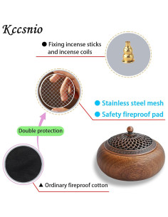 Quemador de Incienso Kccsnio de Madera de Acacia 3 en 1 2