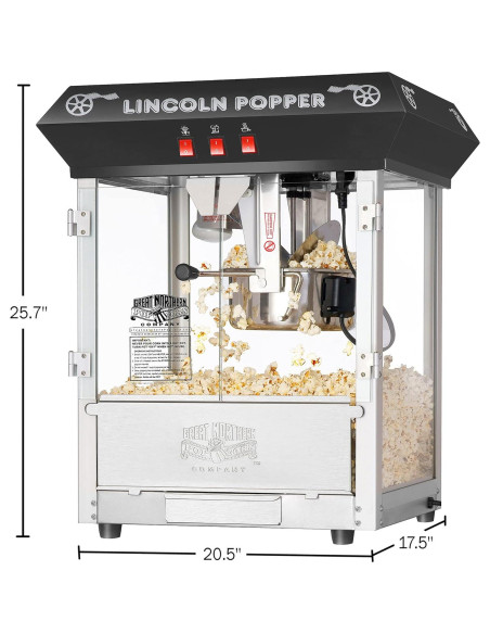 Máquina de Palomitas Great Northern 8oz Negra Encimera