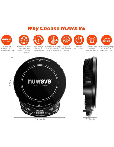 Cocina de Inducción Nuwave PIC Flex 1300W Vidrio Cerámico