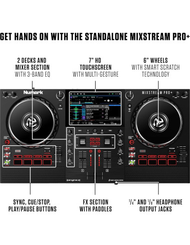 Controlador DJ Numark Mixstream Pro+ 2 decks con altavoces