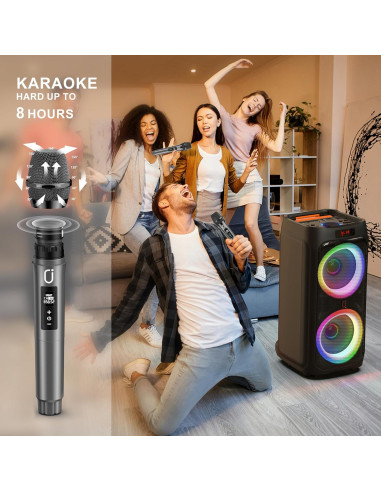 Máquina de Karaoke JYX-T9 con 2 Micrófonos Inalámbricos 500W