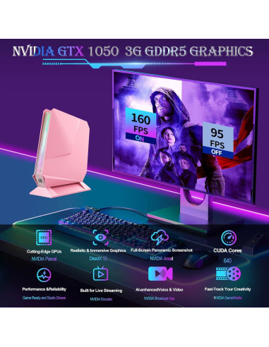 Mini PC Sinbun X800 i7-8750H 16GB 512GB Rosa RGB 4K
