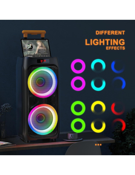 Máquina de Karaoke JYX-T9 con 2 Micrófonos Inalámbricos 500W