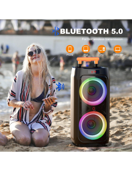 Máquina de Karaoke JYX-T9 con 2 Micrófonos Inalámbricos 500W