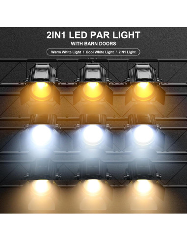 Luces de Escenario LED 200W DMX Blanco Frío y Cálido