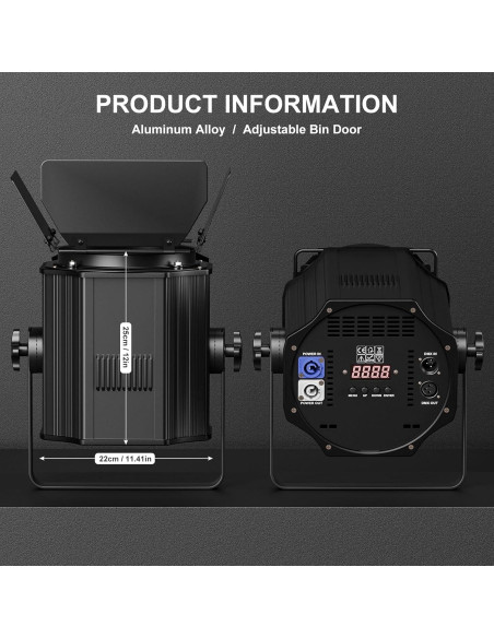 Luces de Escenario LED 200W DMX Blanco Frío y Cálido