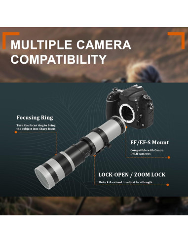 Lente Telefoto 420-800mm BENOISON para Canon DSLR