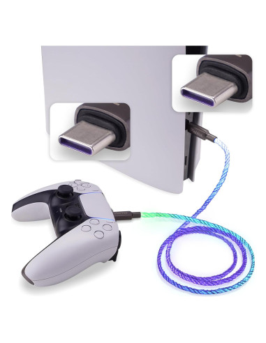 Cable de Carga Iluminado PlayVital 2M Tipo C para PS5/Xbox