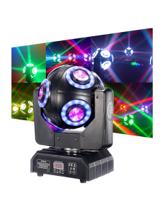 Luz Moving Head DJXFLI 8x15W RGBW 360 DMX para Eventos
