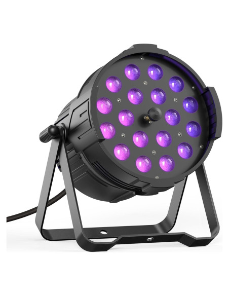 Luz Par LED 18X18W RGBWA+UV DMX Profesional para Eventos