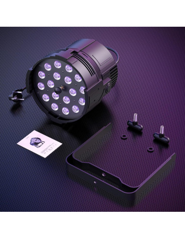 Luz Par LED 18X18W RGBWA+UV DMX Profesional para Eventos