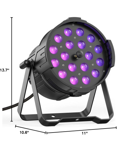 Luz Par LED 18X18W RGBWA+UV DMX Profesional para Eventos