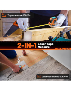 Medidor de cinta láser 2-en-1 ACTBOT 60m y 4.88m 2