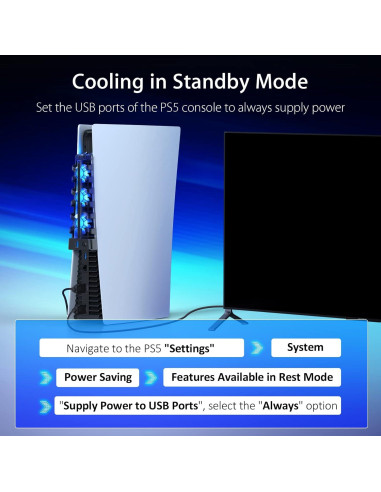 Ventilador de Enfriamiento NexiGo PS5 con Luz LED Azul