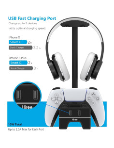 Estación de Carga Dual PS5 Hiree con 2 Puertos USB y RGB 2