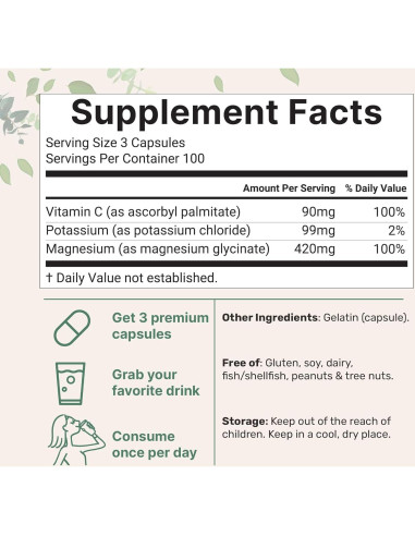 Suplemento de Potasio y Magnesio Micro Ingredients 300 Cápsulas
