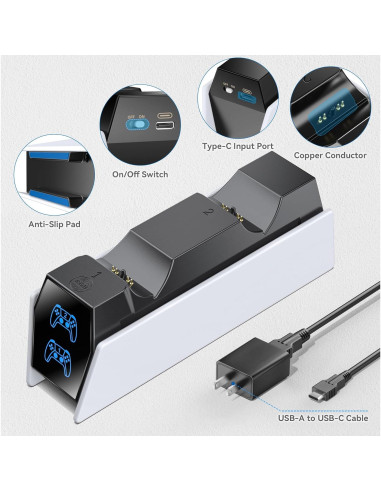 Cargador Rápido OIVO para Controladores PS5 - Estación Dual