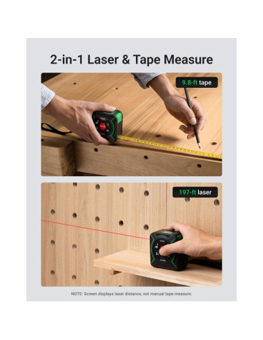 Cinta Métrica 2-en-1 XCOOL SW-TM60B 60m y 3m con Láser