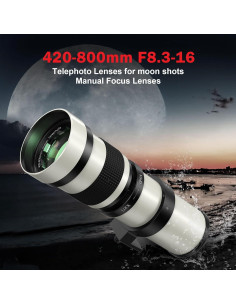 Lente Telefoto BENOISON 420-800mm Manual para Canon DSLR 2