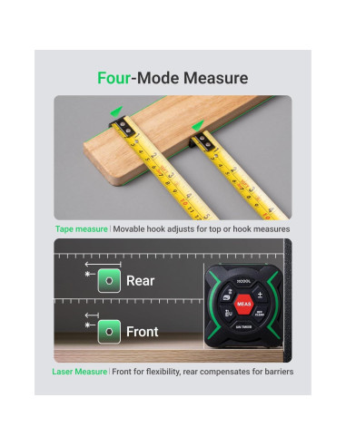 Cinta Métrica 2-en-1 XCOOL SW-TM60B 60m y 3m con Láser