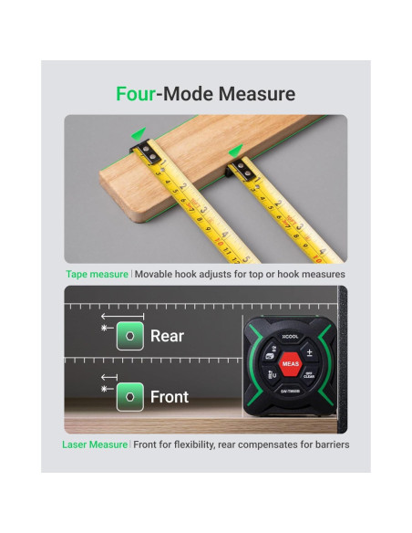 Cinta Métrica 2-en-1 XCOOL SW-TM60B 60m y 3m con Láser