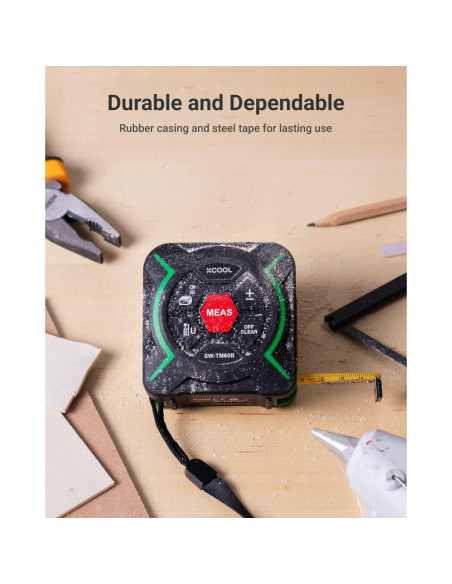 Cinta Métrica 2-en-1 XCOOL SW-TM60B 60m y 3m con Láser