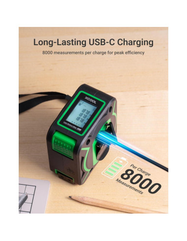 Cinta Métrica 2-en-1 XCOOL SW-TM60B 60m y 3m con Láser