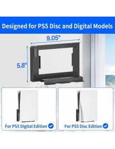 Soporte de Pared para PS5 Chunxiao - Negro, Disipación de Calor 2