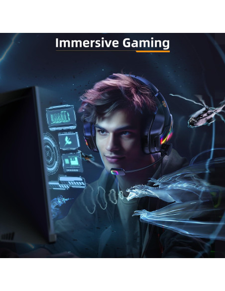 Auriculares Gaming Tatybo XW3 con Micrófono y RGB Auriculares Gaming Tatybo XW3 con Micrófono y RGB