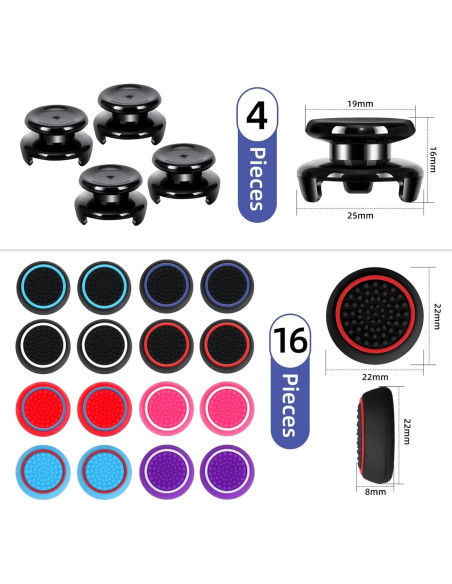 Agarres de Joystick PS5/PS4 Gepicest 2T-B1 16 Piezas