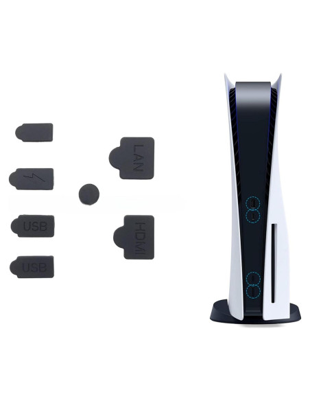 Tapones Antipolvo para PS5 TGDPLUE 7 Piezas Negro Tapones Antipolvo para PS5 TGDPLUE 7 Piezas Negro