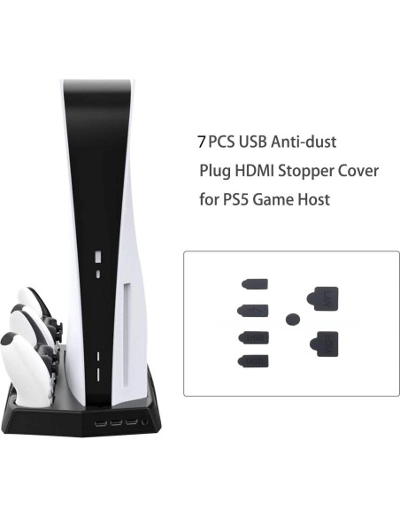 Tapones Antipolvo para PS5 TGDPLUE 7 Piezas Negro Tapones Antipolvo para PS5 TGDPLUE 7 Piezas Negro