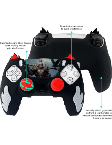 Funda Silicona Antideslizante PS5 HLRAO 2 Piezas Negro/Rojo