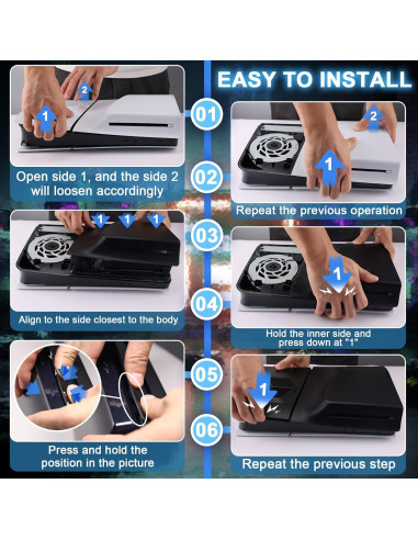 Cubiertas PS5 Slim SIKEMAY Ventiladas Negro 2023