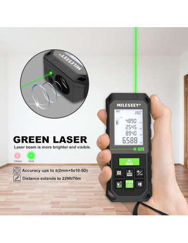Cinta Métrica Láser MiLESEEY S8GA 70m Haz Verde IP65