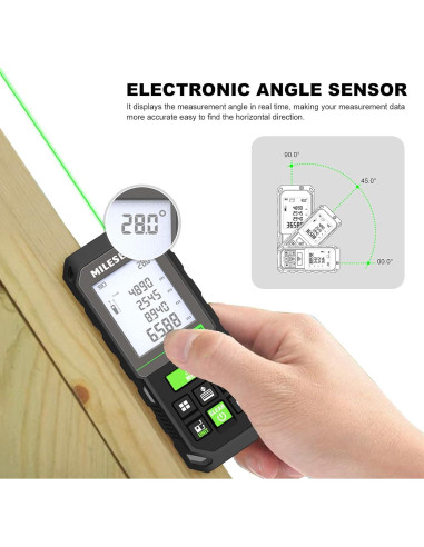 Cinta Métrica Láser MiLESEEY S8GA 70m Haz Verde IP65