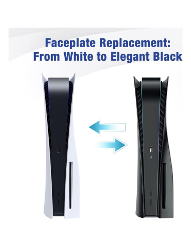 Carcasa Frontal Mate Negra TESSGO para PS5 - ABS